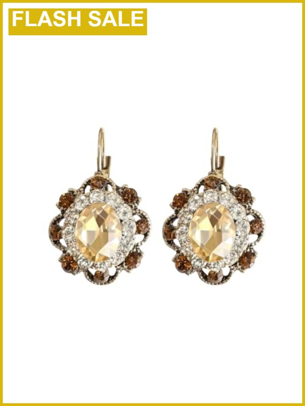 Vintage Crystal Round Dangle Drop Earrings Leverback Women Retro
